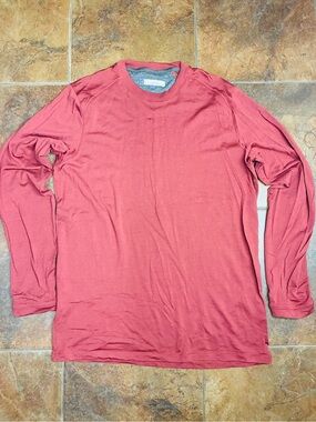 ibex Merino Men's Long-Sleeve Crew Neck Shirt - Coral